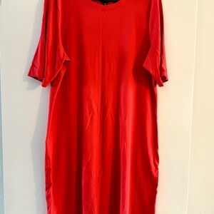 GAP Red Short Sleeve Crewneck T-Shirt Dress